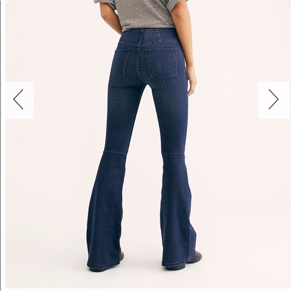 Free People Penny Pull On Flare Jeans Blue 30 - Picture 2 of 12
